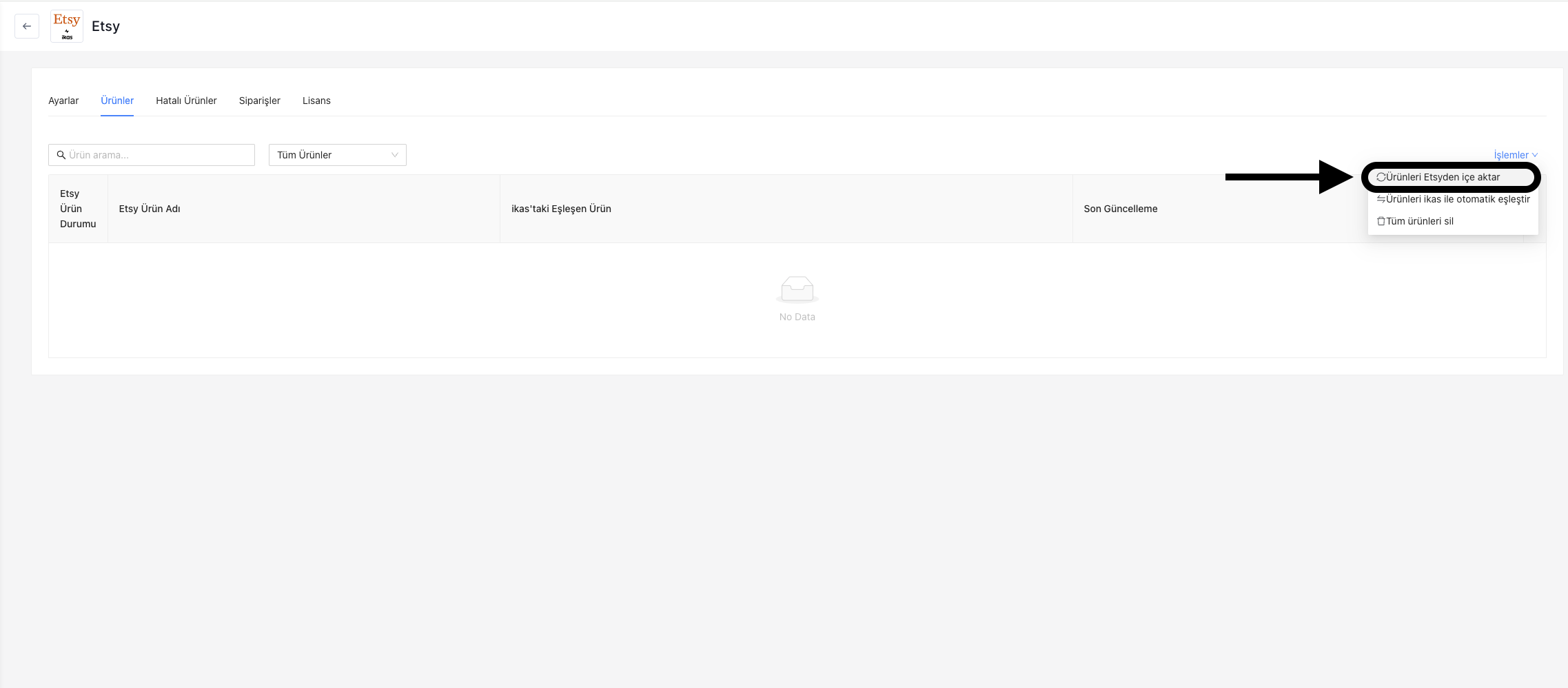 Etsy Entegrasyonu
