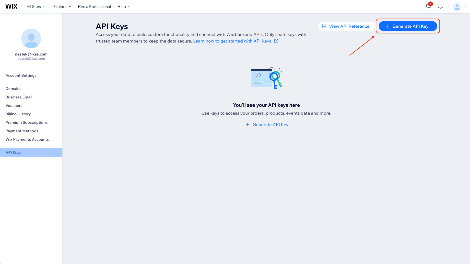 migrate-from-wix-generate-api-key-button